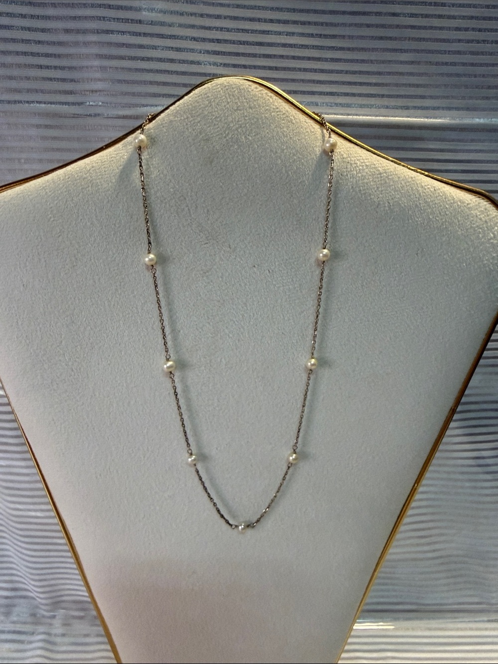 Delicate Pearl Station Gold Necklace - Elegant Women's Jewelry